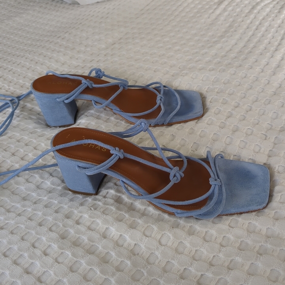Alohas Paloma Suede Sandals Gladiator Sz 10 US 40 EU Cornflower Blue - Picture 6 of 11